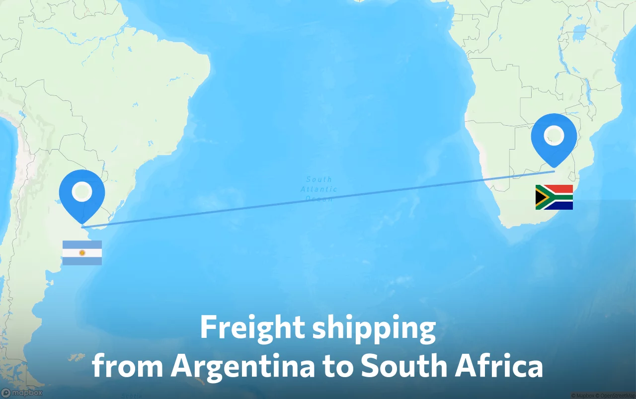 Shipping route from Argentina to South Africa