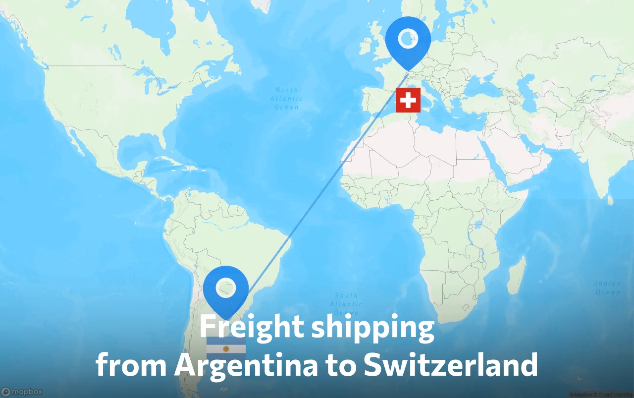Shipping route from Argentina to Switzerland