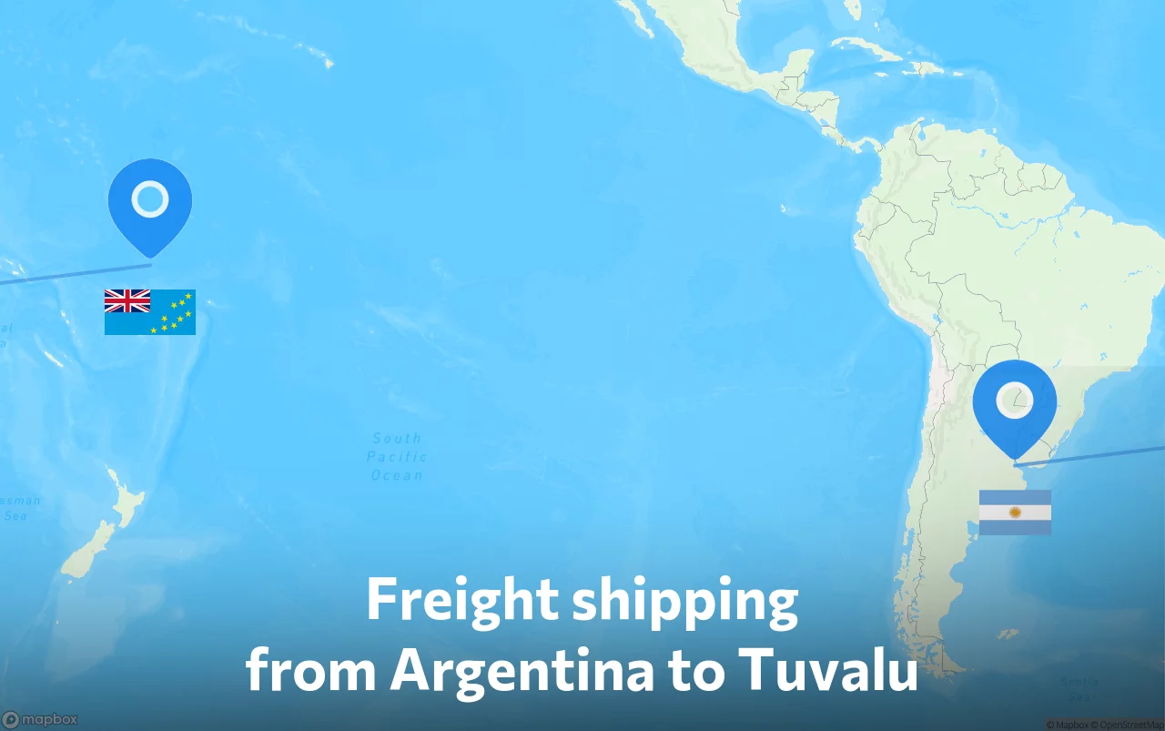 Shipping route from Argentina to Tuvalu