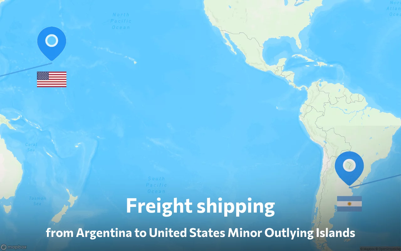 Shipping route from Argentina to United States Minor Outlying Islands