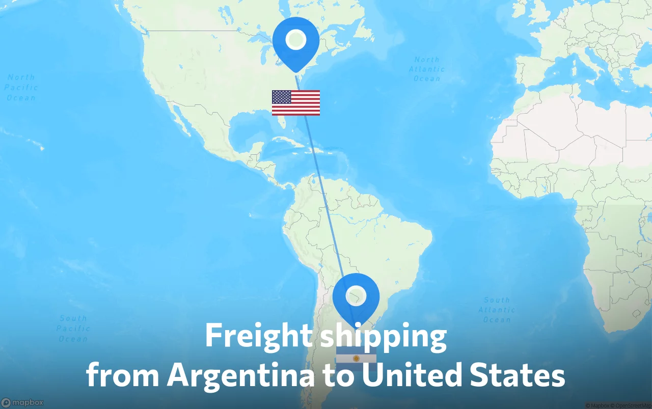 Shipping route from Argentina to United States