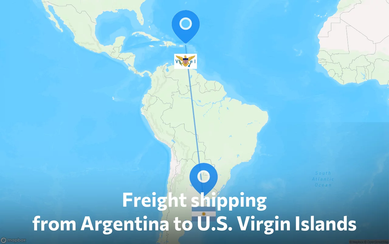 Shipping route from Argentina to U.S. Virgin Islands