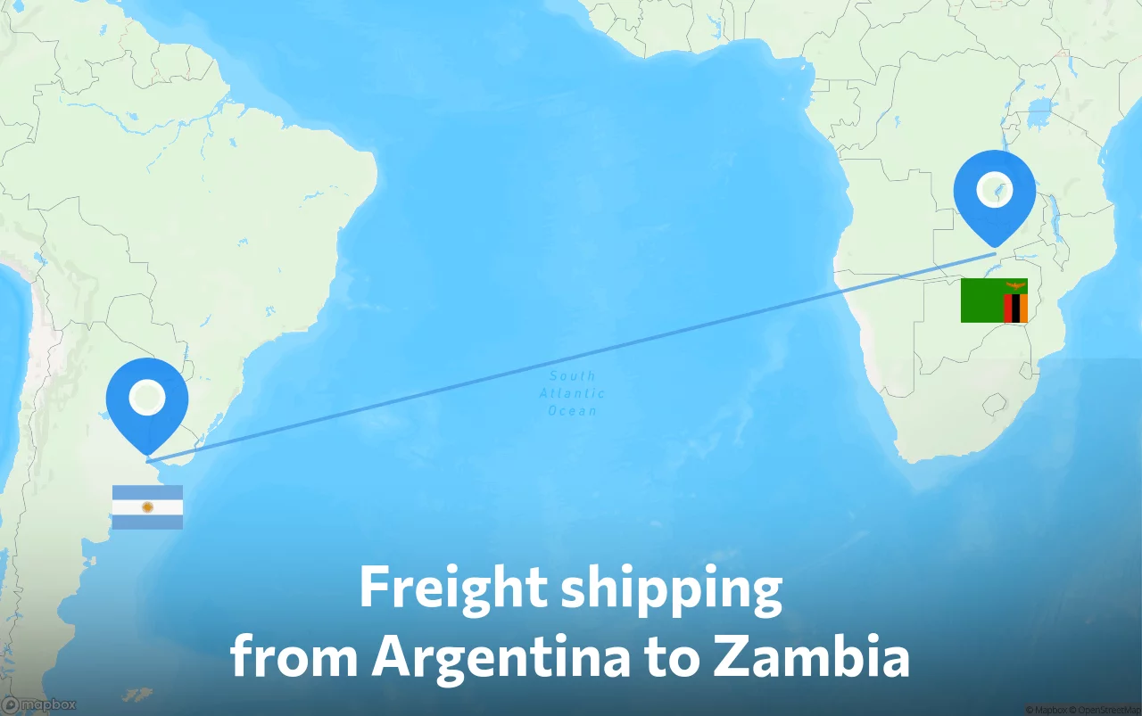 Shipping route from Argentina to Zambia