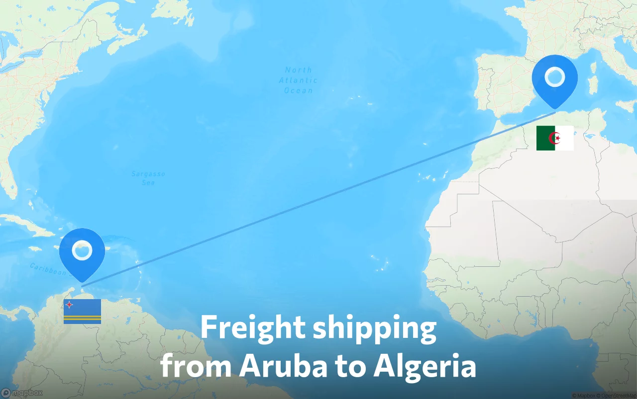 Shipping route from Aruba to Algeria
