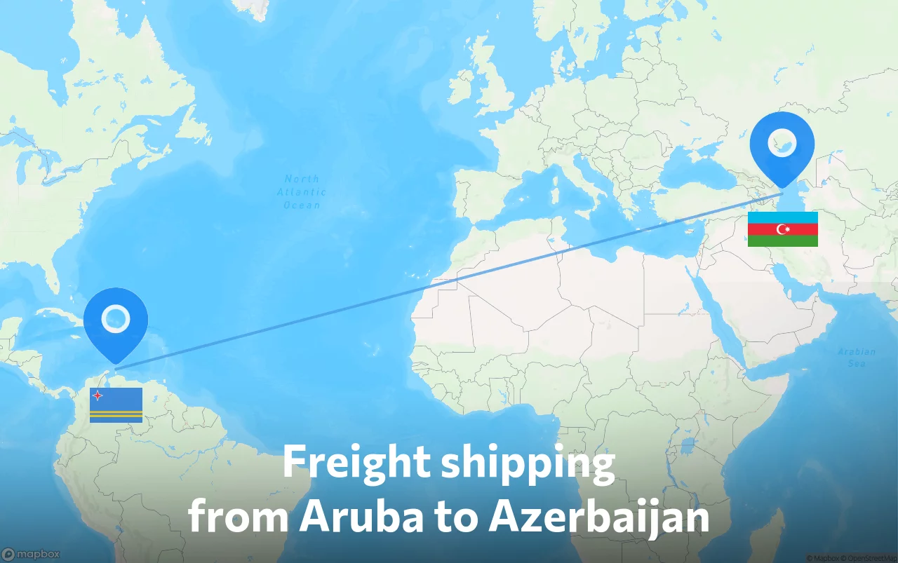 Shipping route from Aruba to Azerbaijan