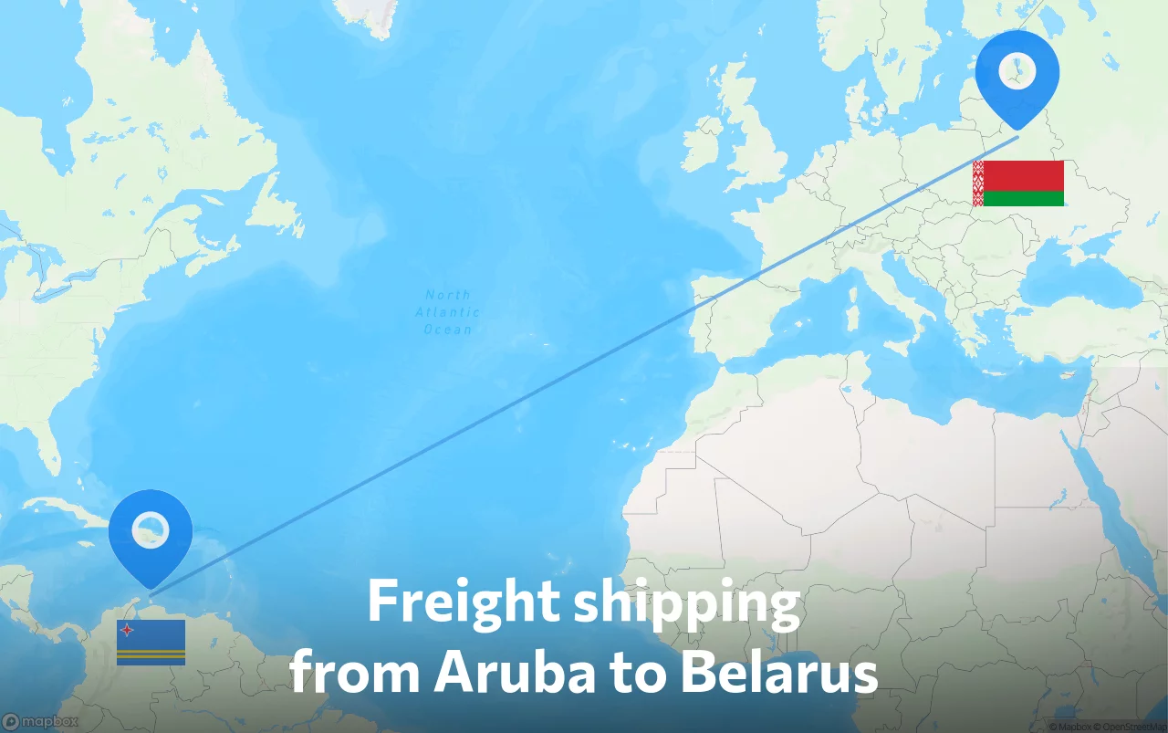 Shipping route from Aruba to Belarus