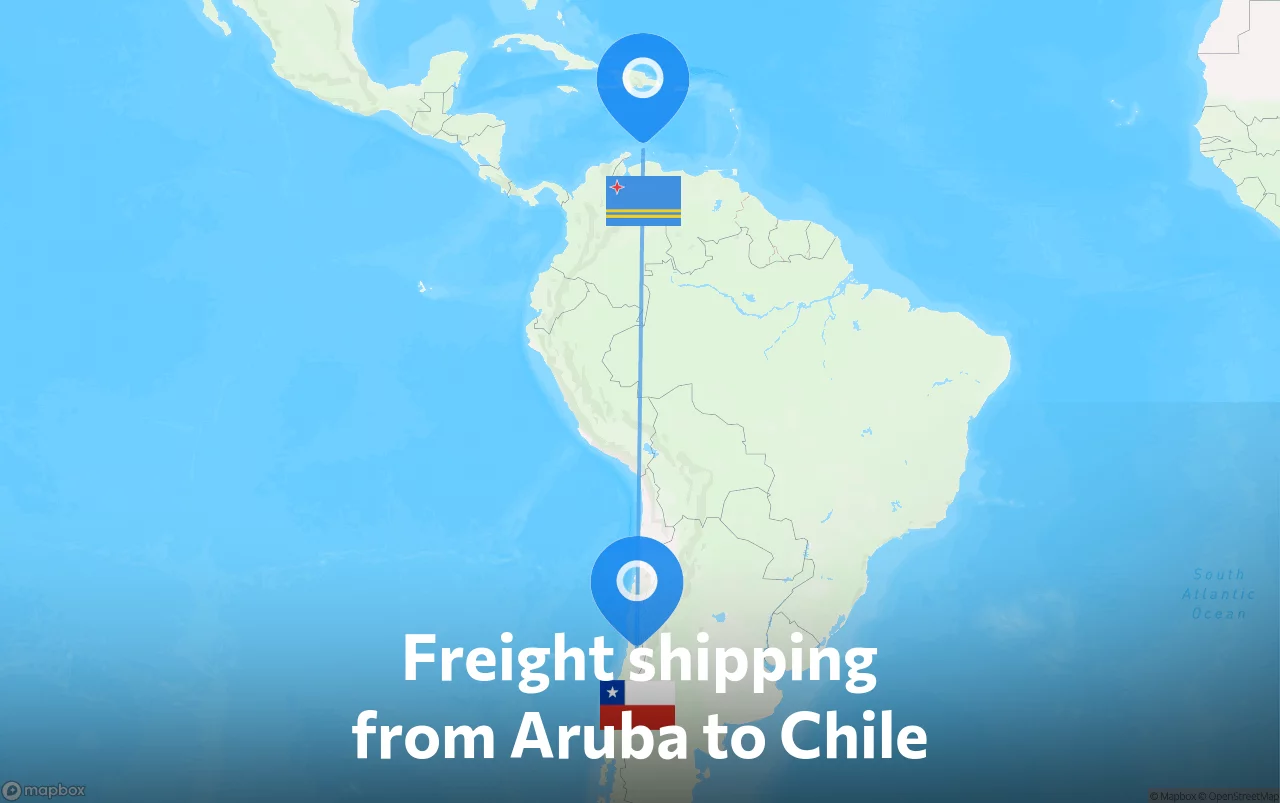 Shipping route from Aruba to Chile