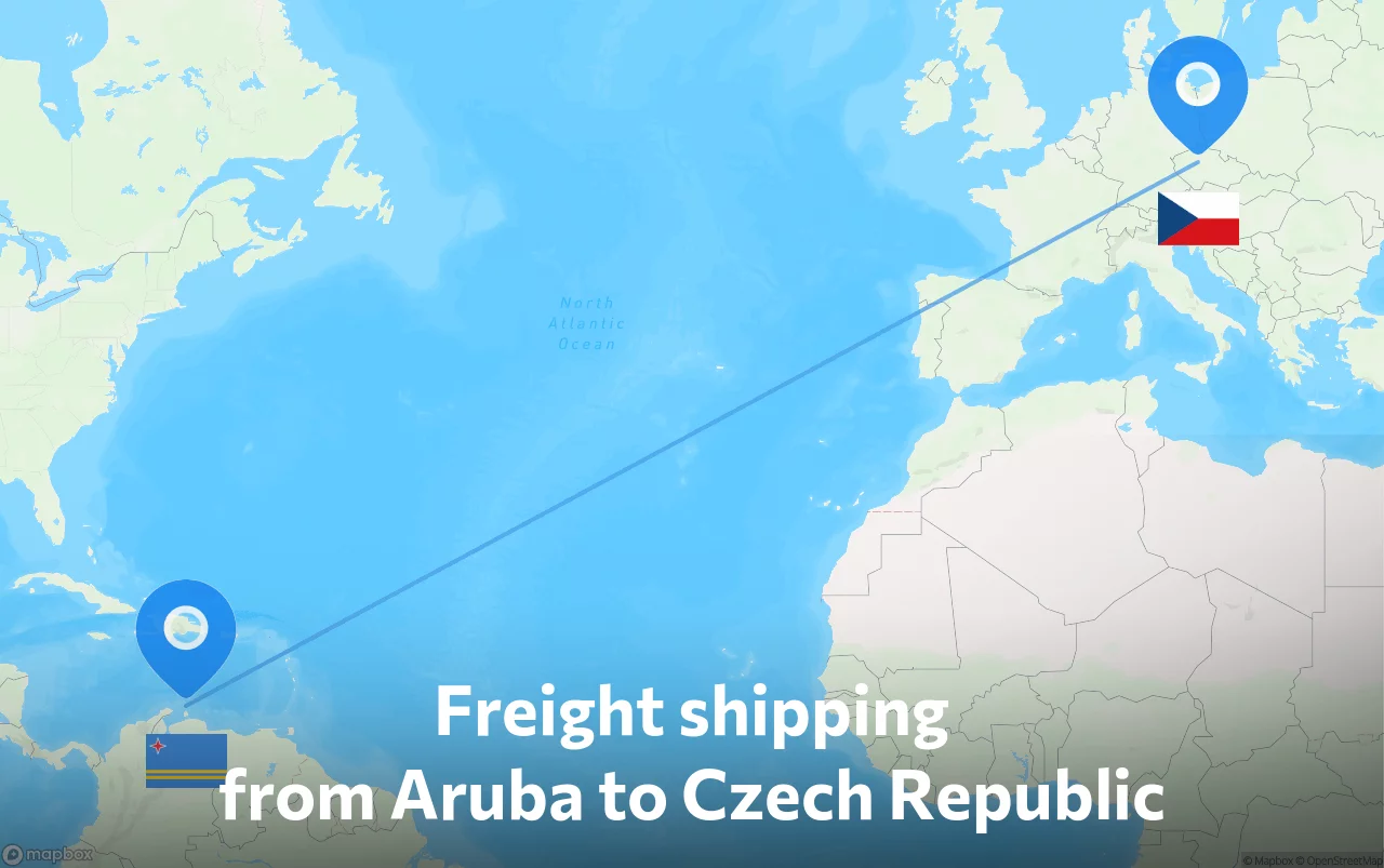 Shipping route from Aruba to Czech Republic