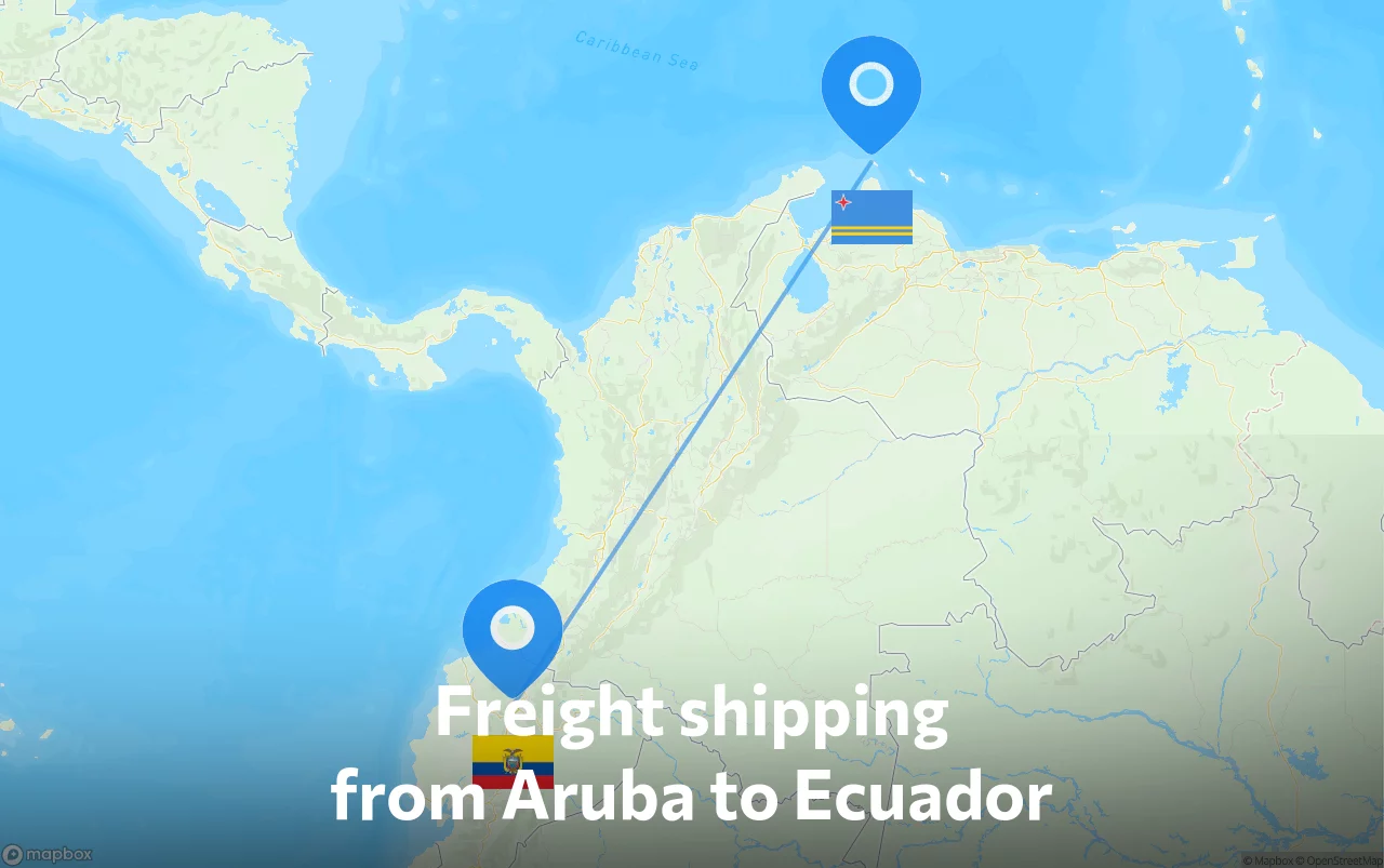 Shipping route from Aruba to Ecuador