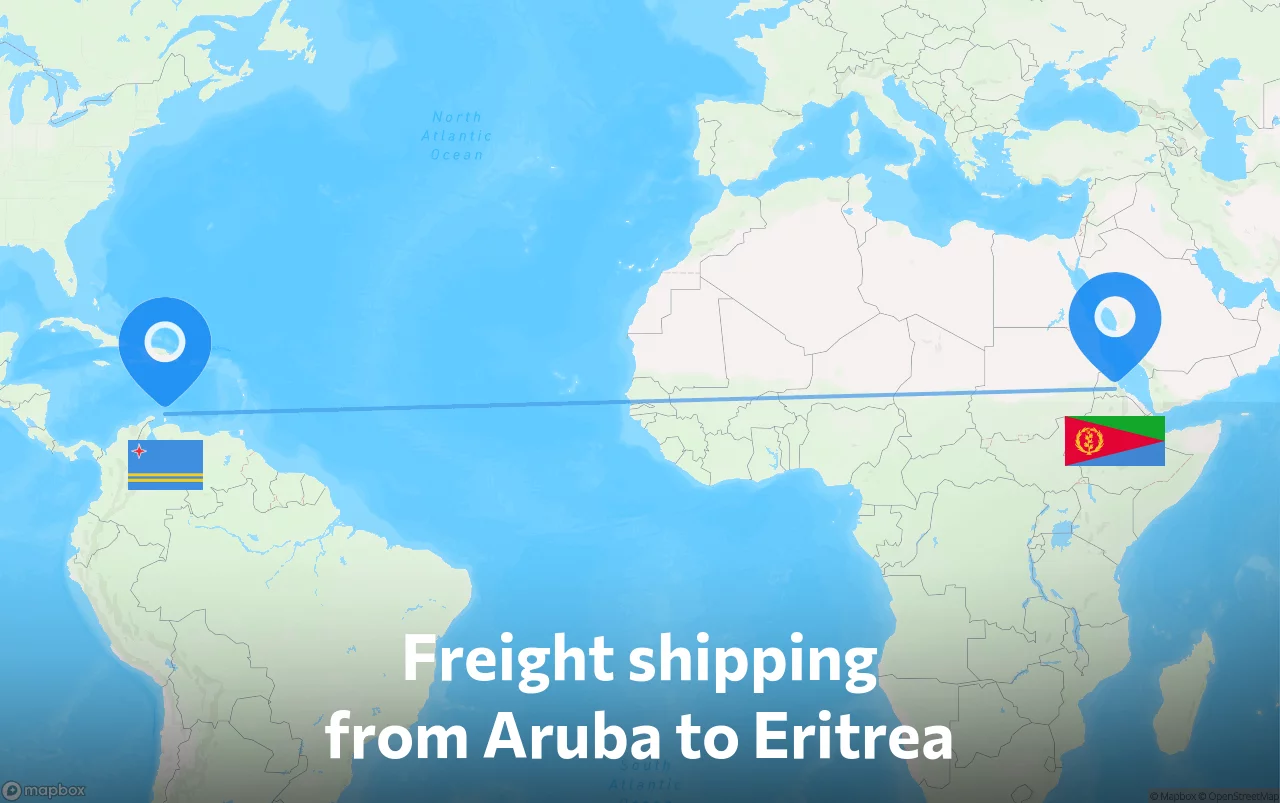Shipping route from Aruba to Eritrea