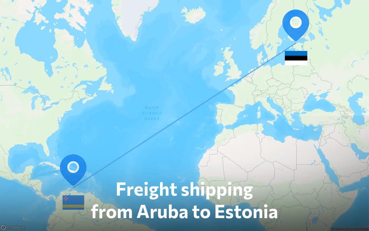 Shipping route from Aruba to Estonia