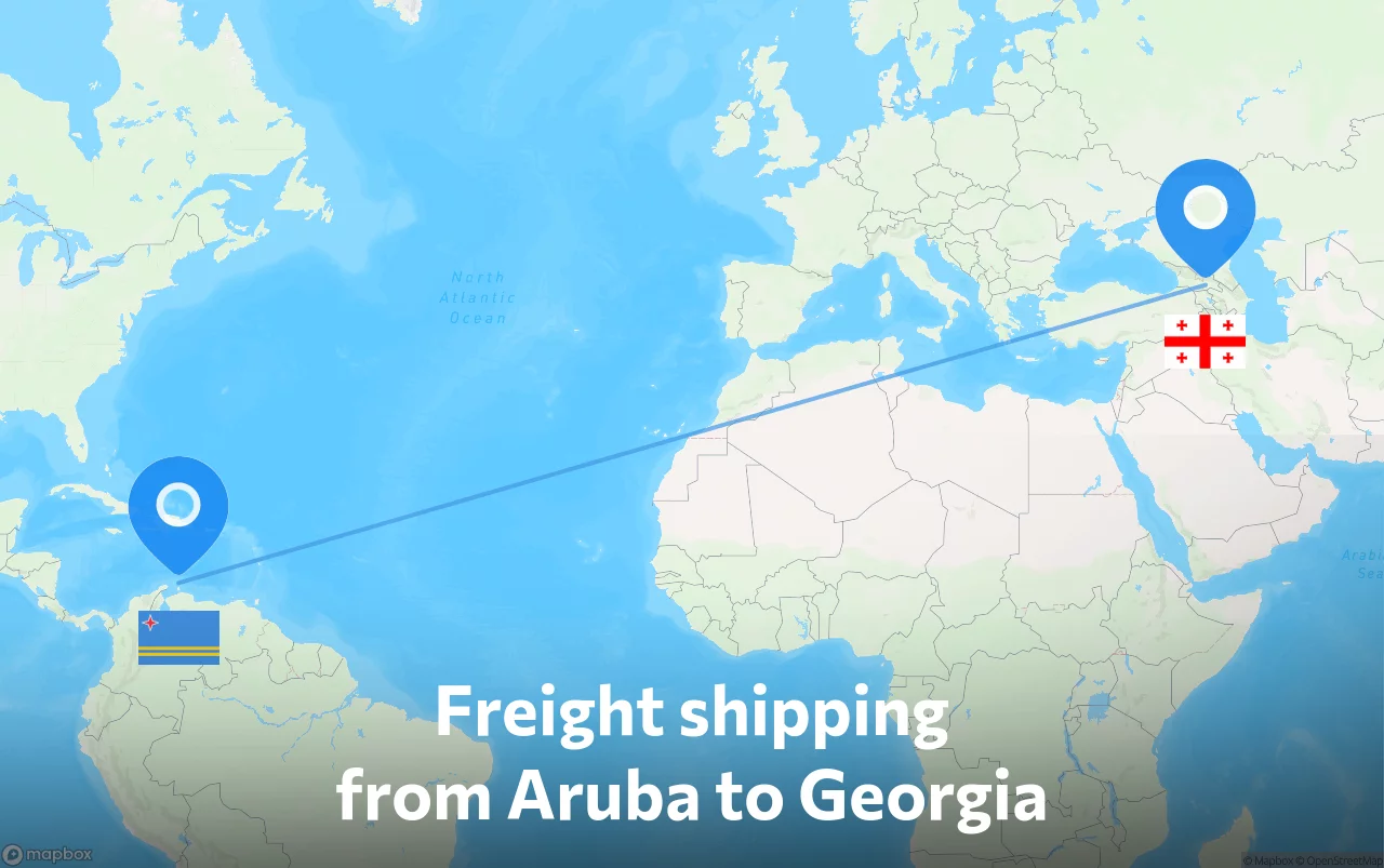 Shipping route from Aruba to Georgia