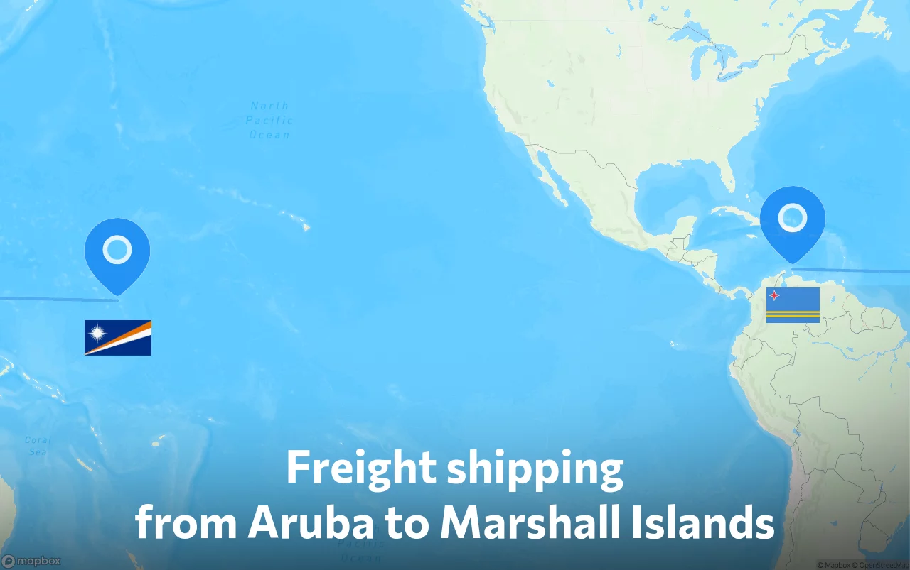 Shipping route from Aruba to Marshall Islands