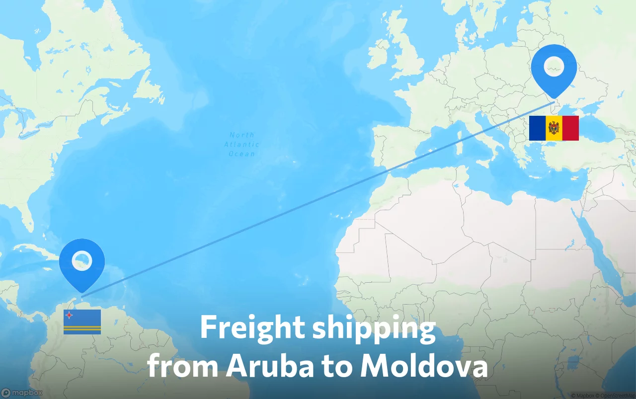 Shipping route from Aruba to Moldova