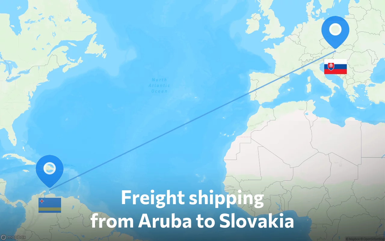 Shipping route from Aruba to Slovakia