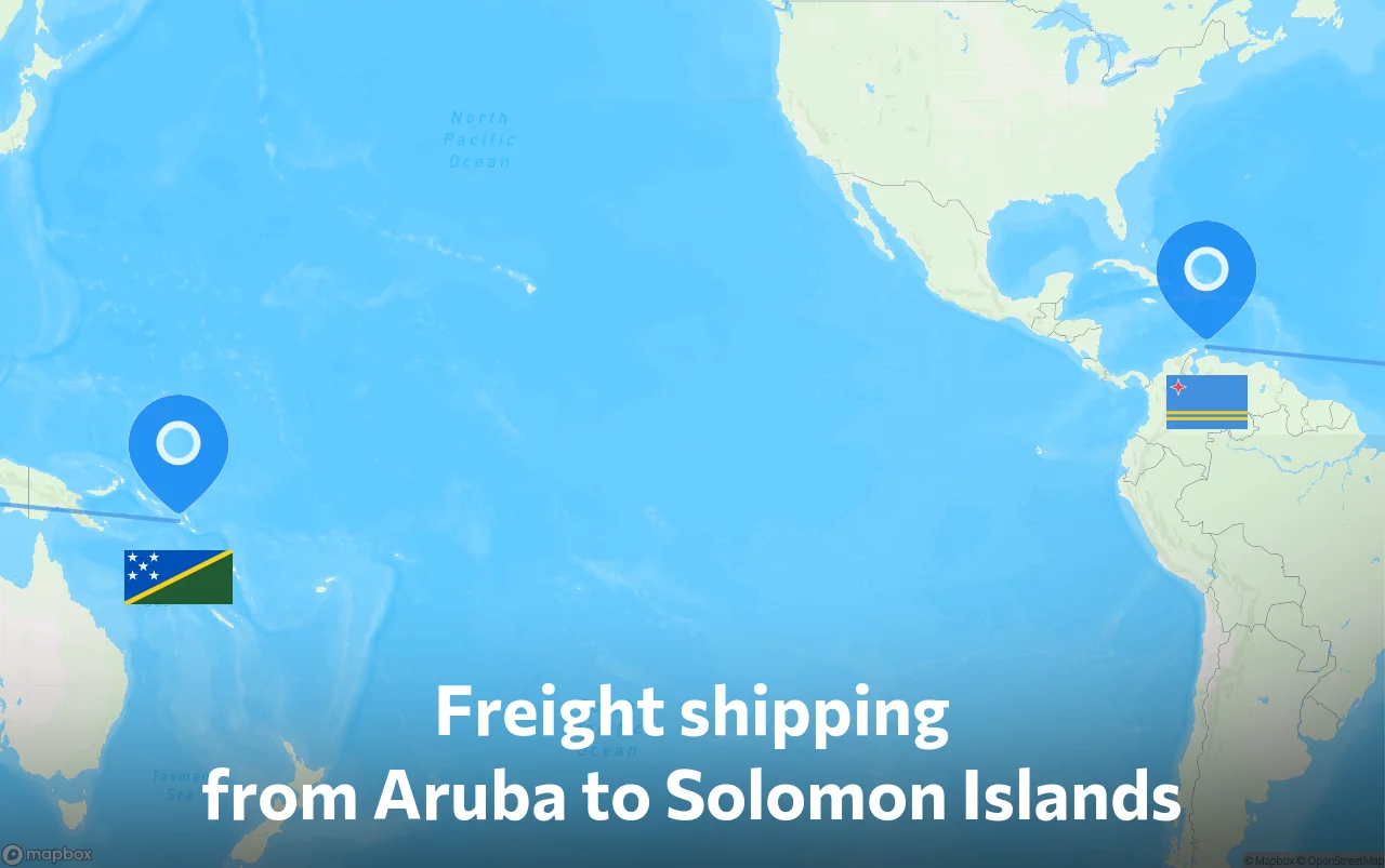 Shipping route from Aruba to Solomon Islands