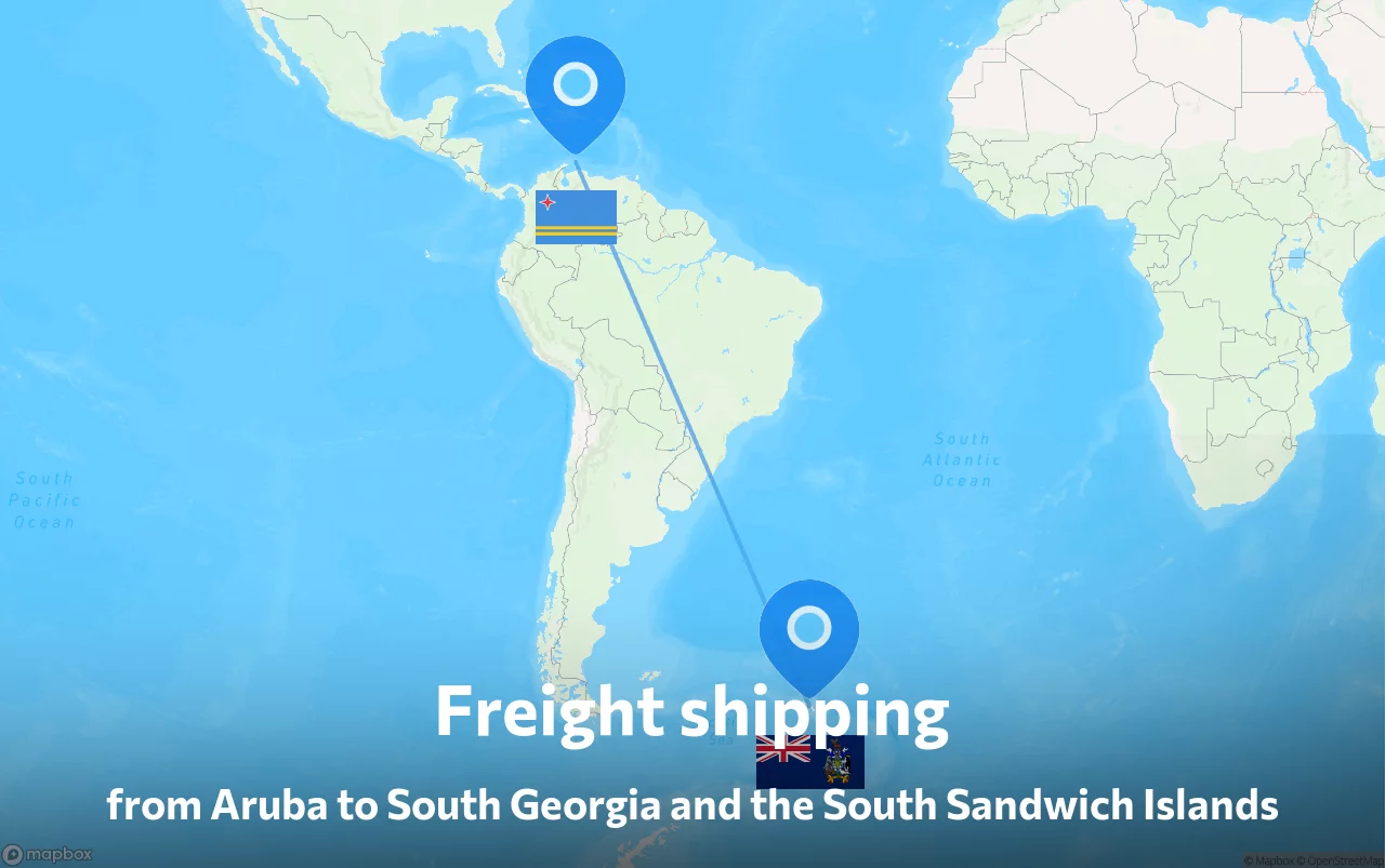 Shipping route from Aruba to South Georgia and the South Sandwich Islands