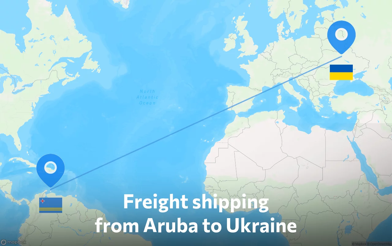 Shipping route from Aruba to Ukraine