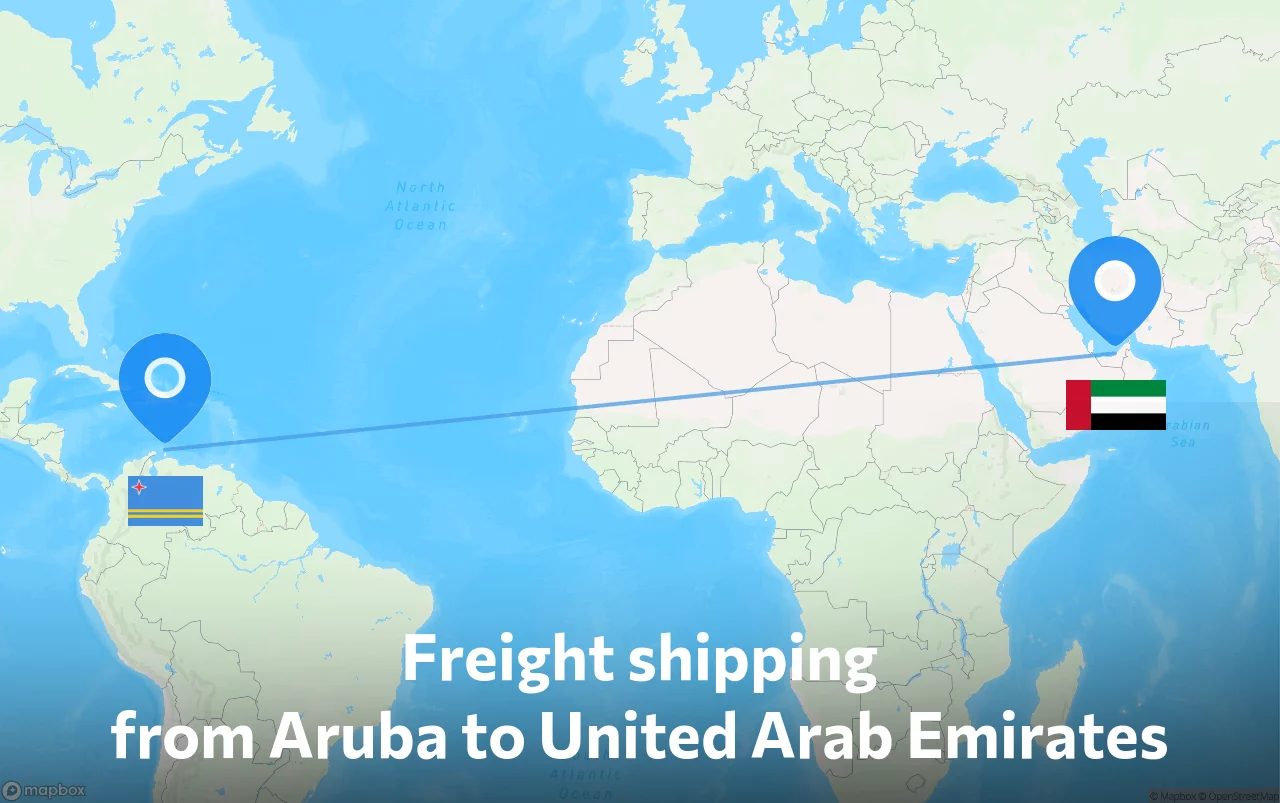 Shipping route from Aruba to United Arab Emirates