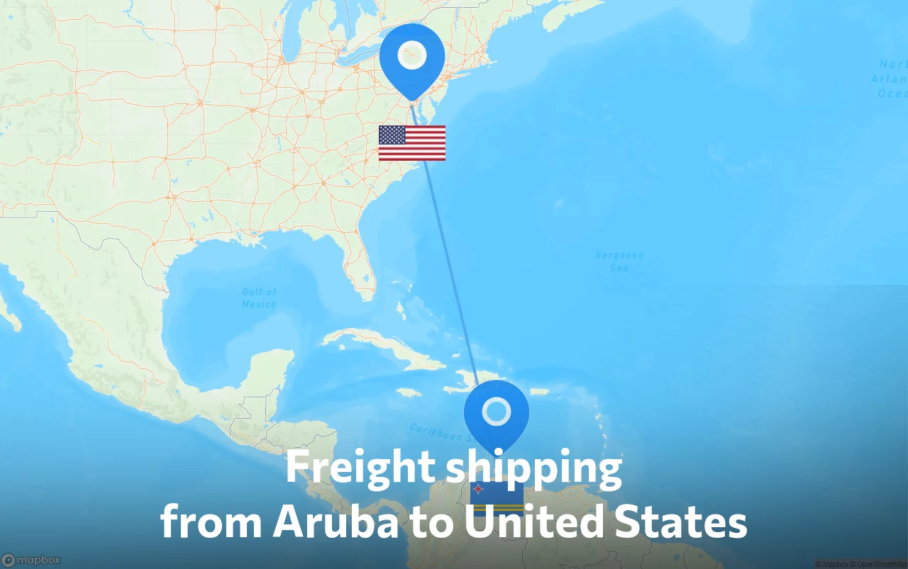 Shipping route from Aruba to United States