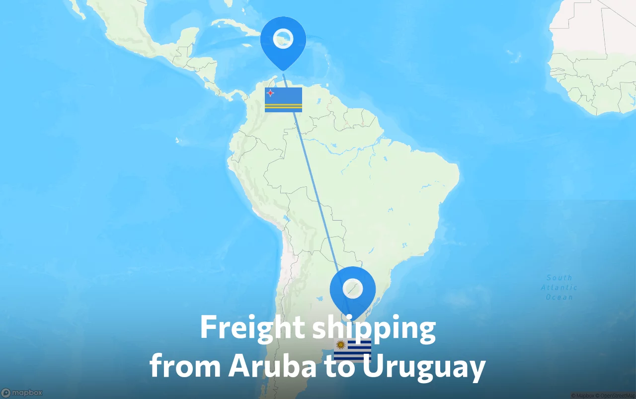 Shipping route from Aruba to Uruguay
