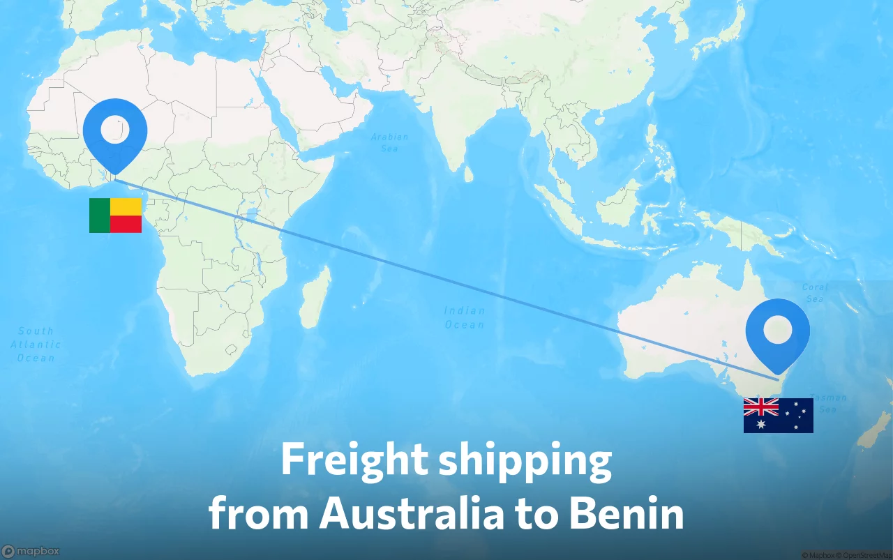 Shipping route from Australia to Benin