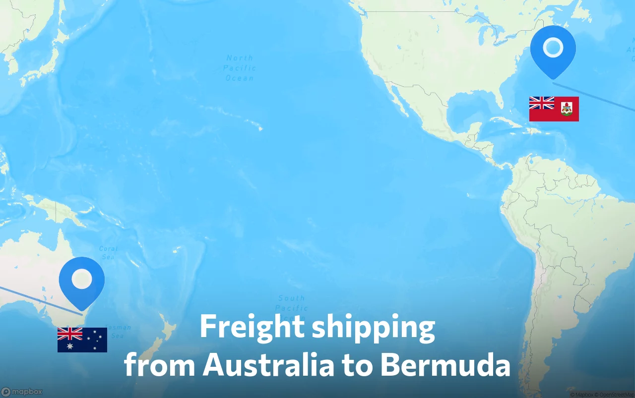 Shipping route from Australia to Bermuda