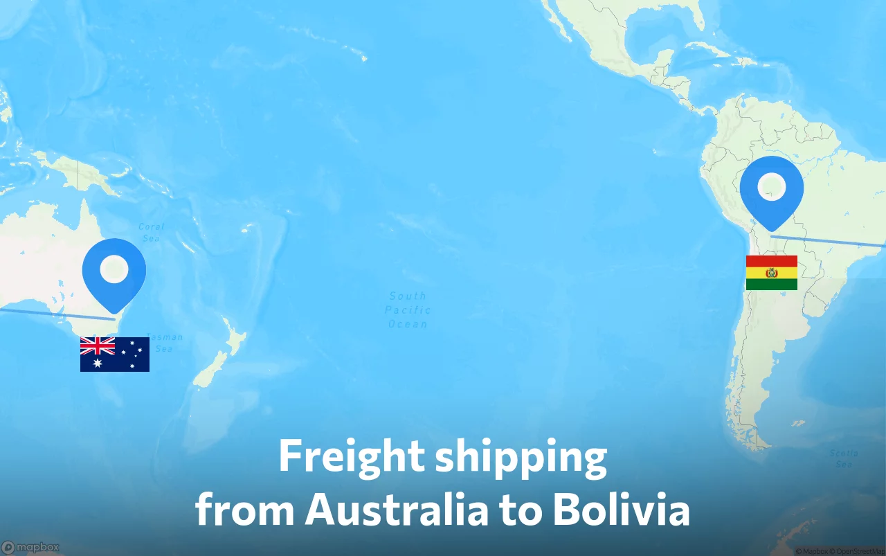 Shipping route from Australia to Bolivia