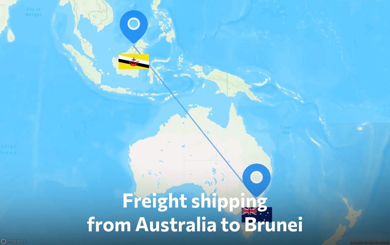 Shipping route from Australia to Brunei
