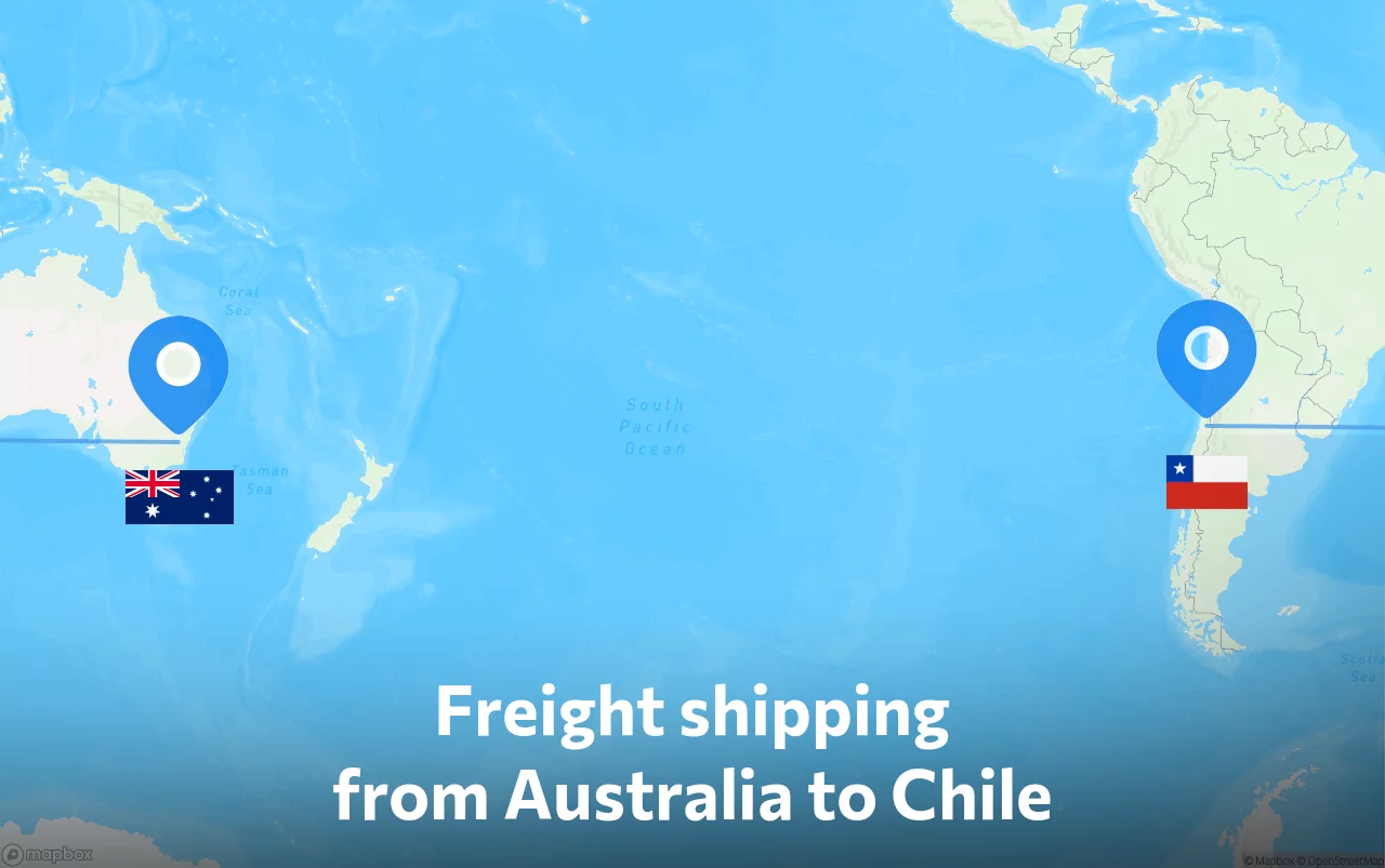 Shipping route from Australia to Chile