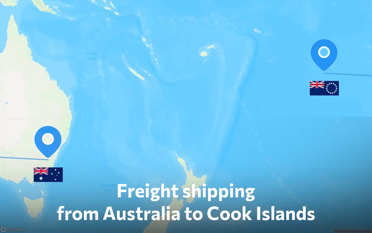 Shipping route from Australia to Cook Islands