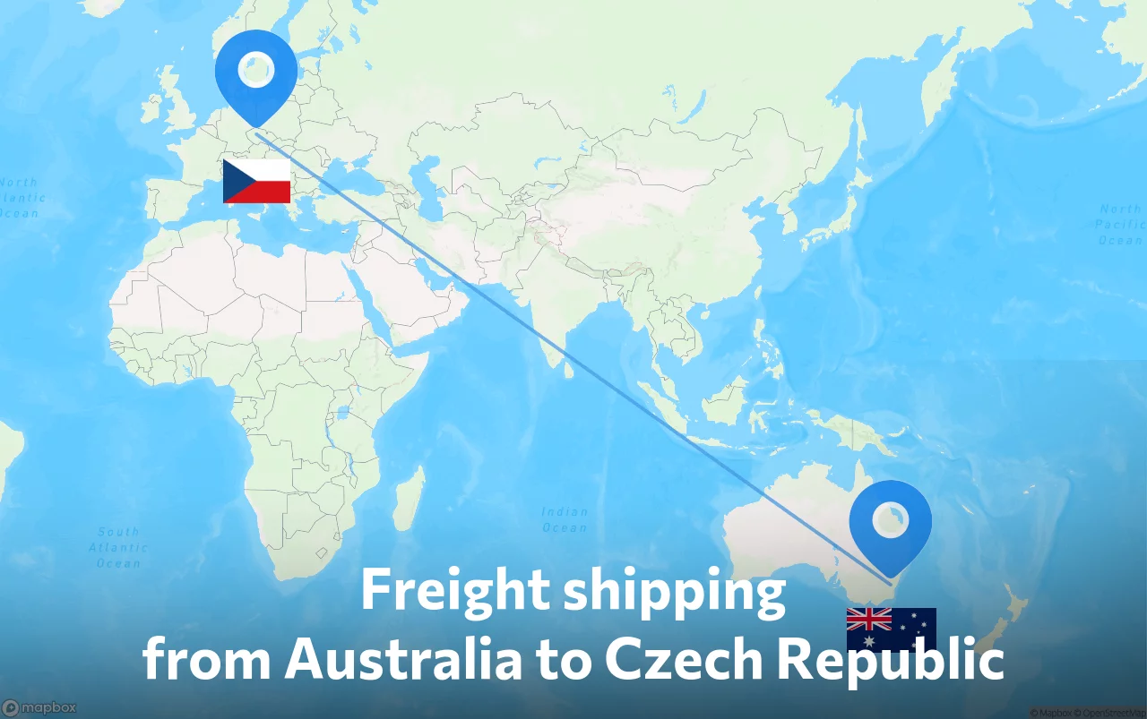 Shipping route from Australia to Czech Republic