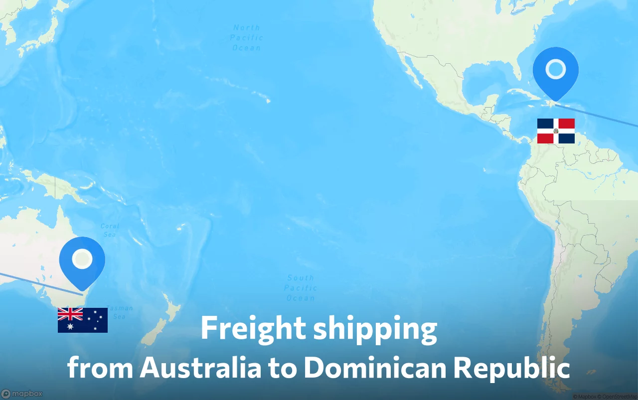 Shipping route from Australia to Dominican Republic
