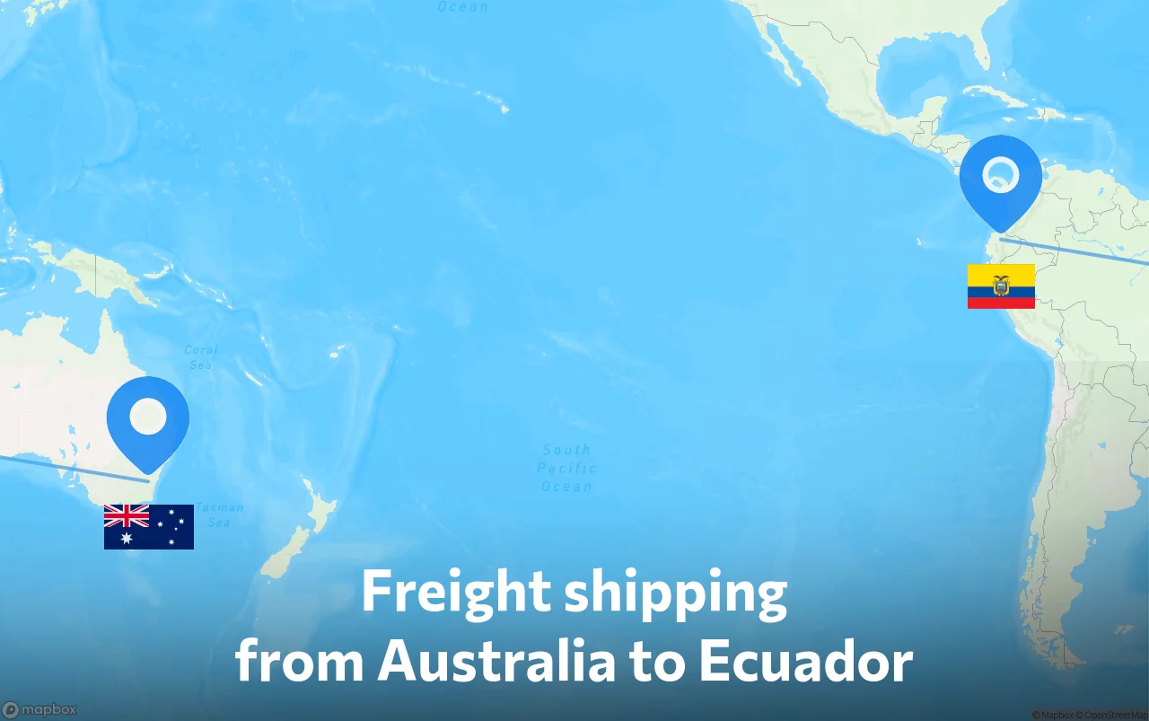 Shipping route from Australia to Ecuador