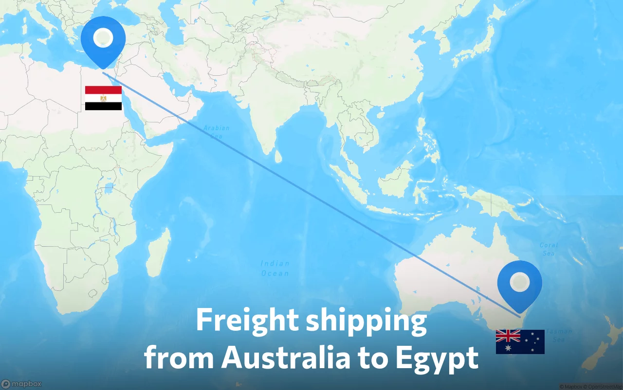 Shipping route from Australia to Egypt