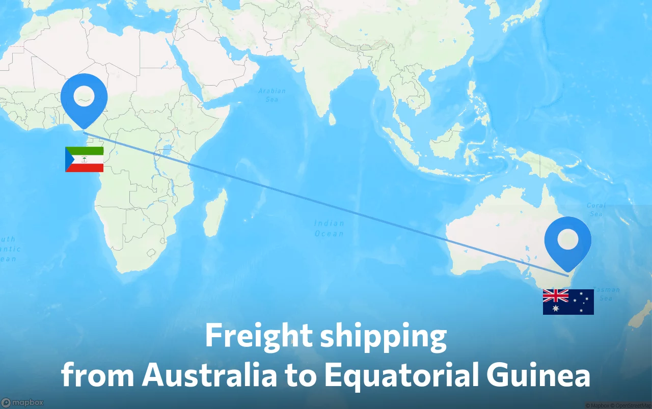 Shipping route from Australia to Equatorial Guinea