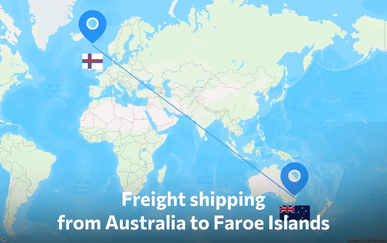 Shipping route from Australia to Faroe Islands