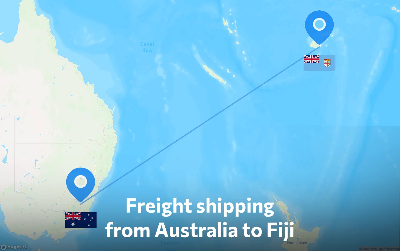 Shipping route from Australia to Fiji