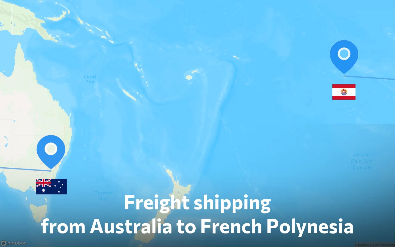 Shipping route from Australia to French Polynesia