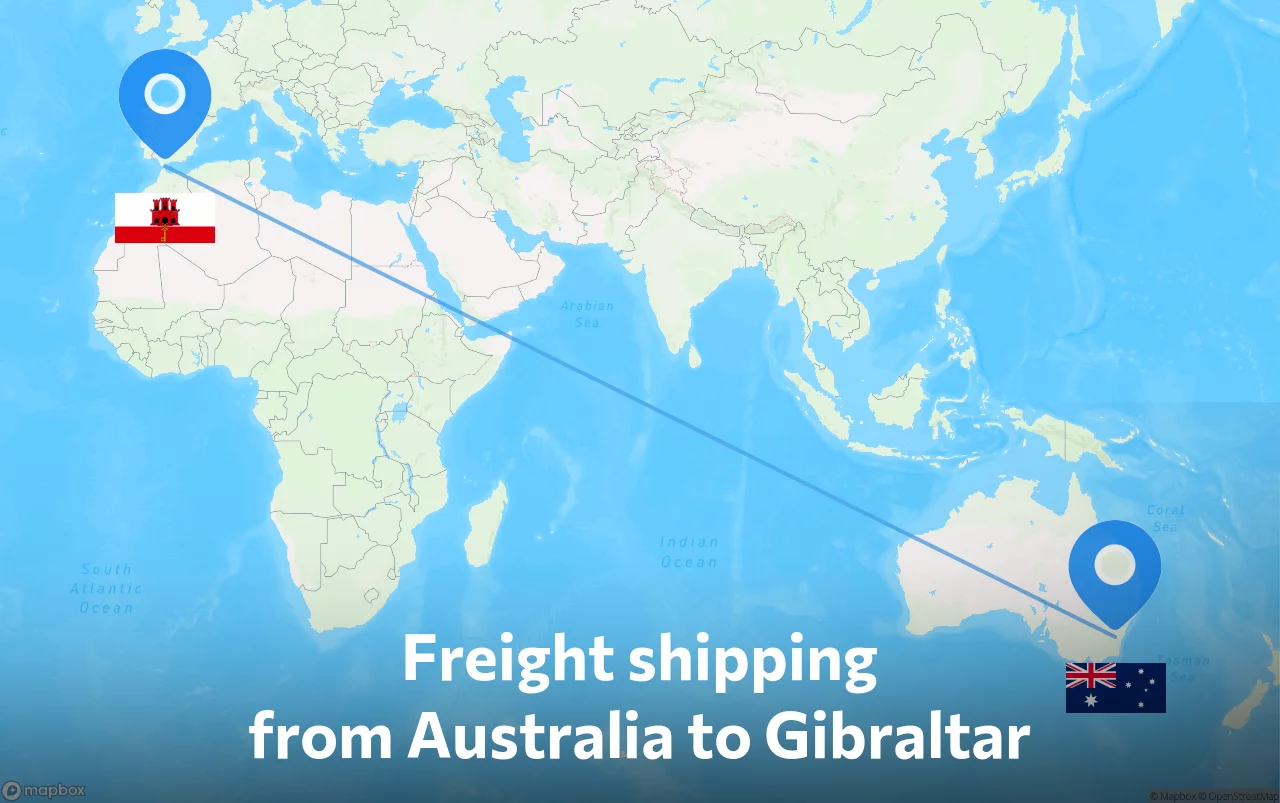 Shipping route from Australia to Gibraltar