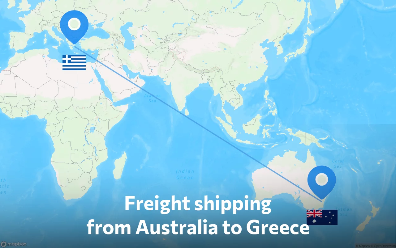 Shipping route from Australia to Greece