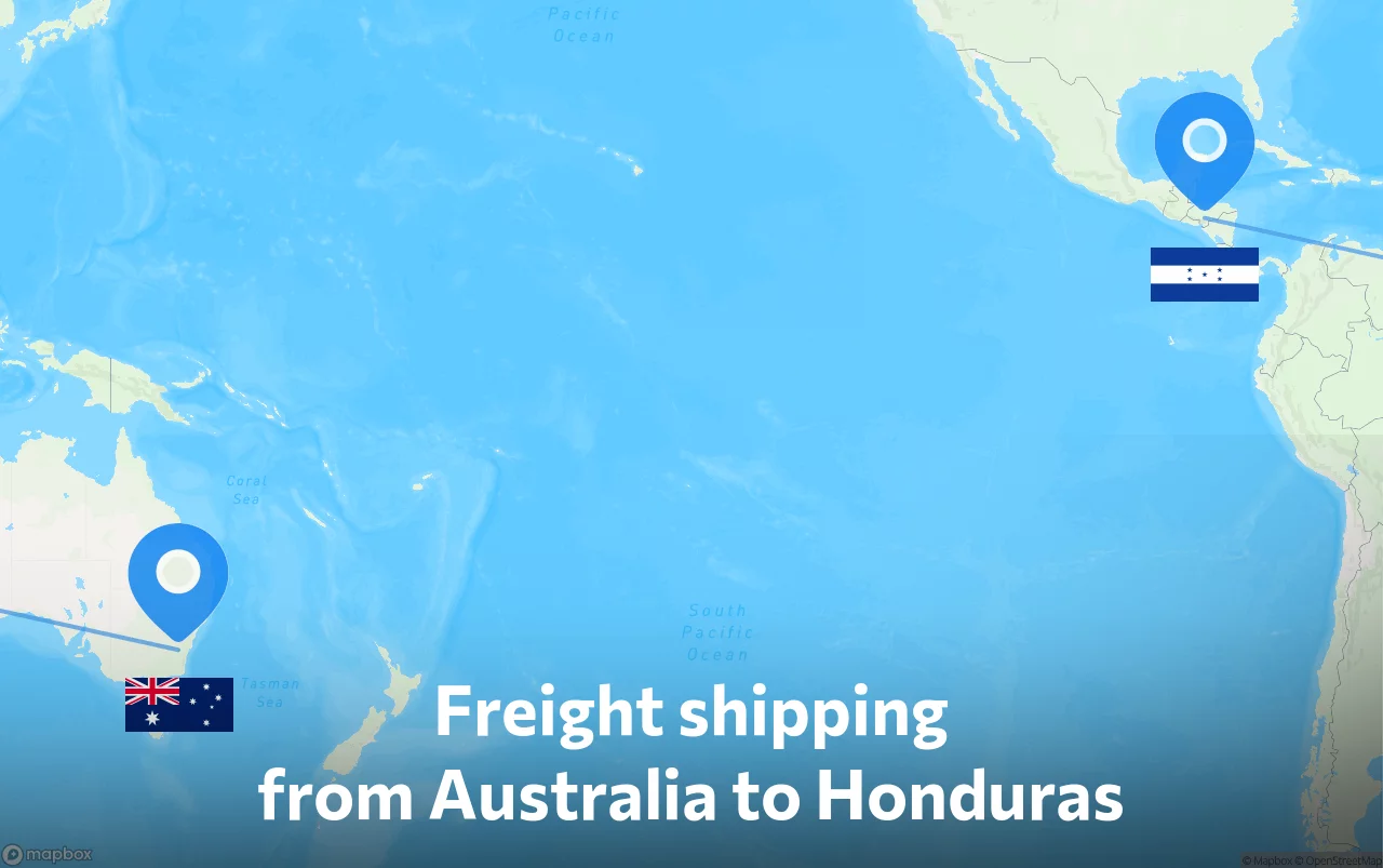 Shipping route from Australia to Honduras