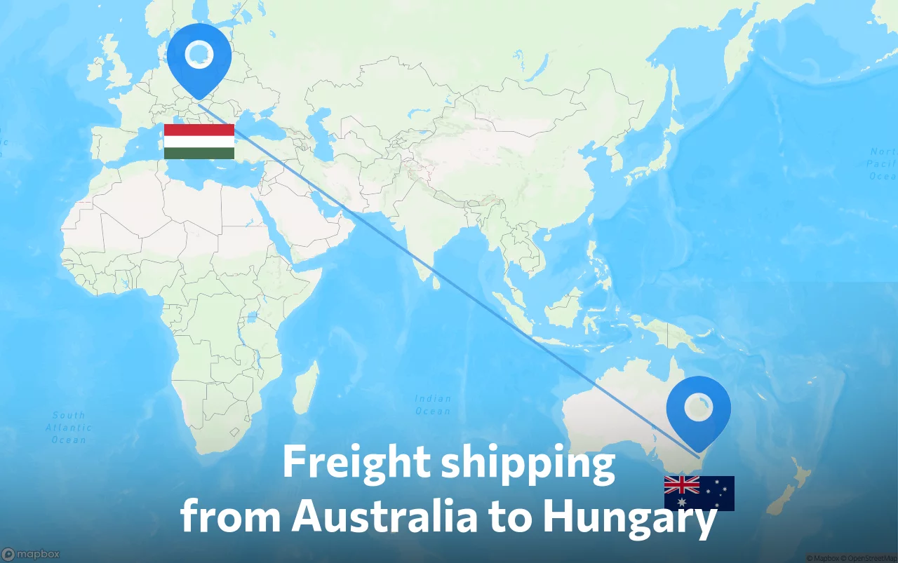 Shipping route from Australia to Hungary