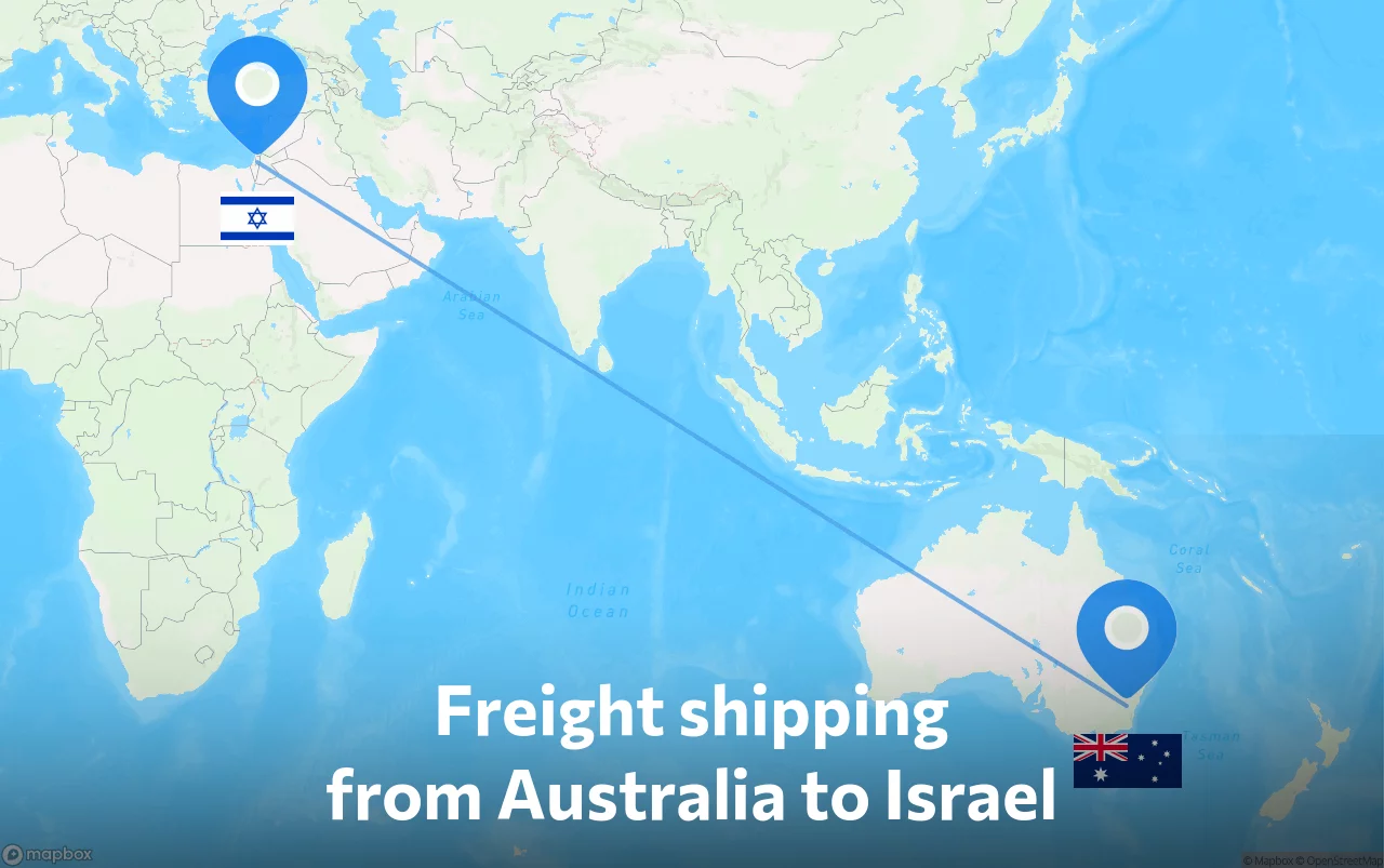 Shipping route from Australia to Israel