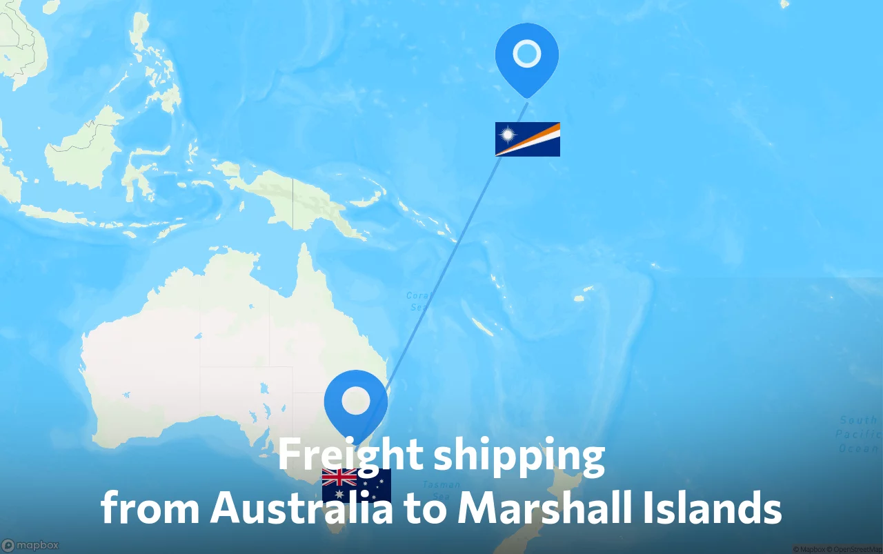 Shipping route from Australia to Marshall Islands