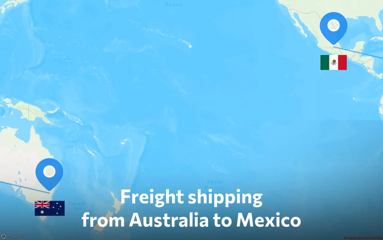 Shipping route from Australia to Mexico