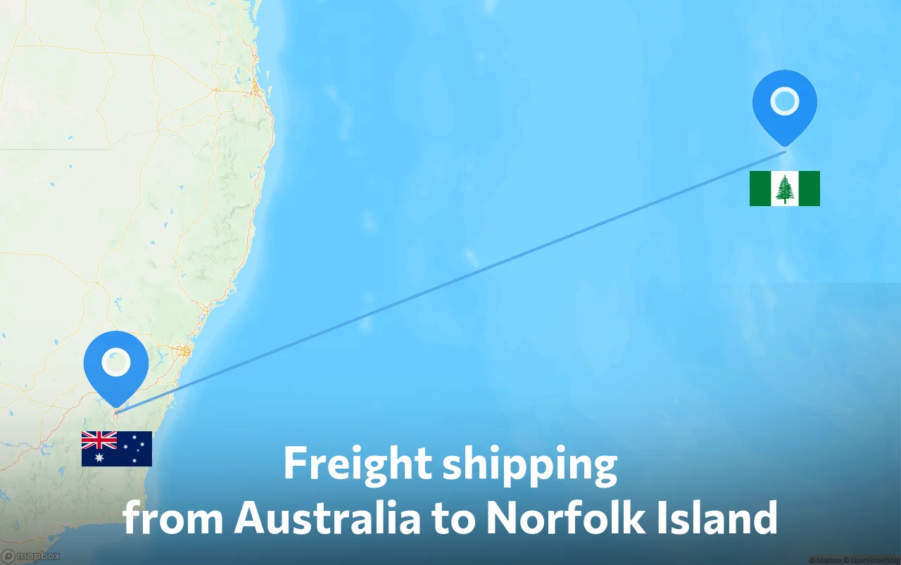 Shipping route from Australia to Norfolk Island