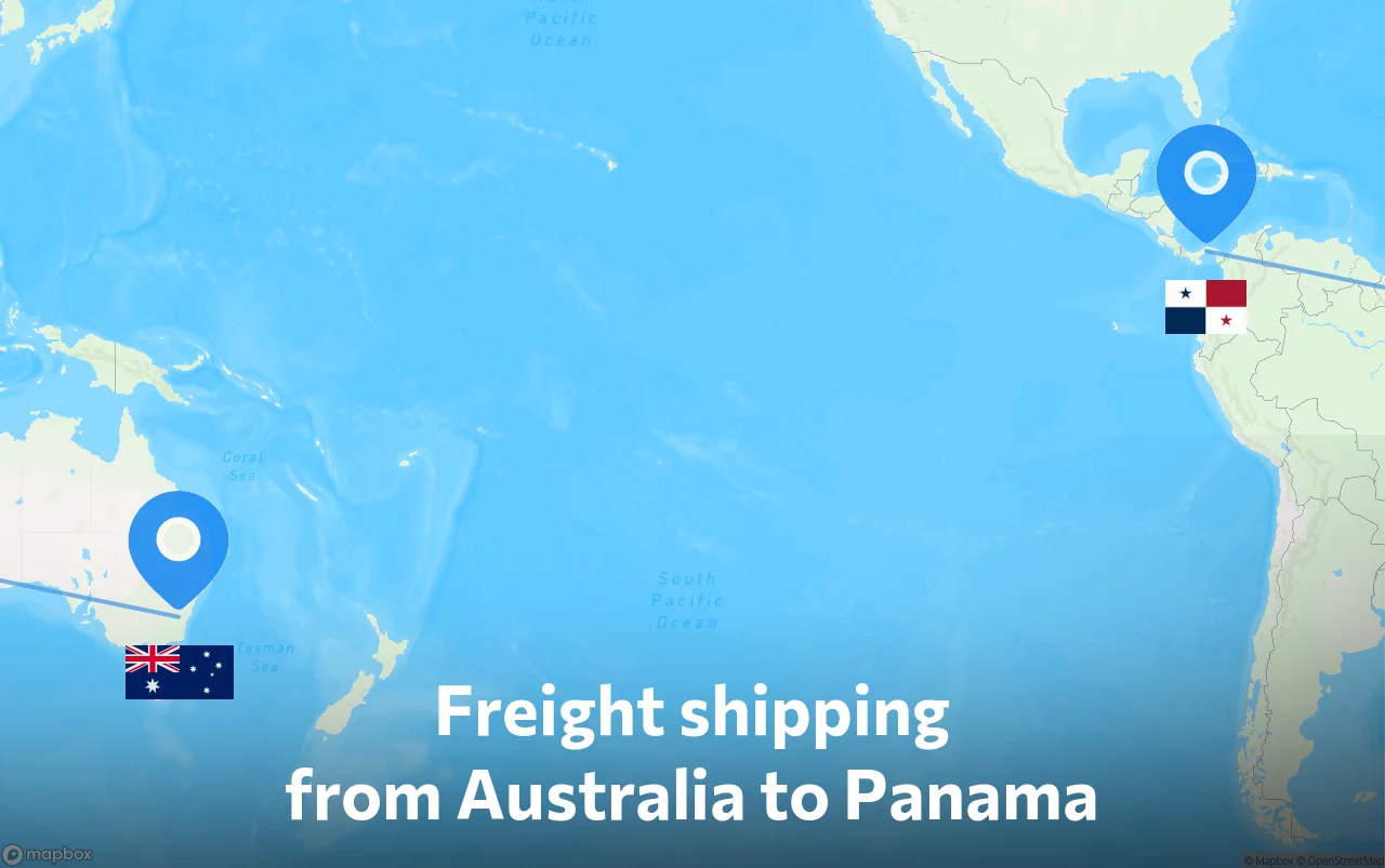 Shipping route from Australia to Panama