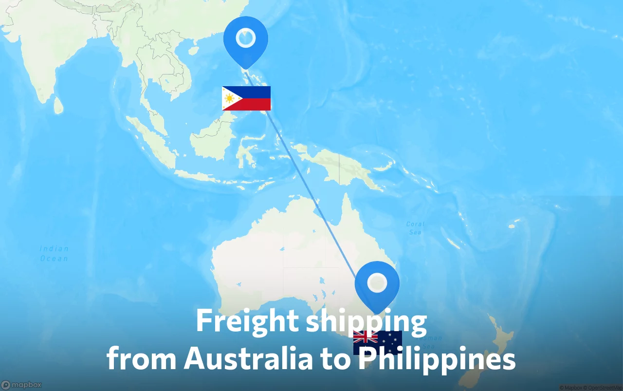 Shipping route from Australia to Philippines