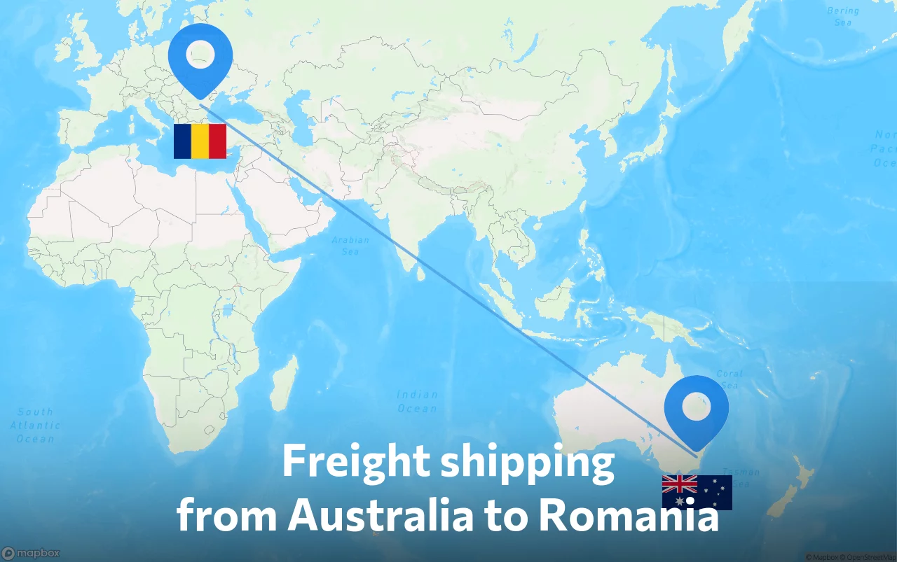 Shipping route from Australia to Romania